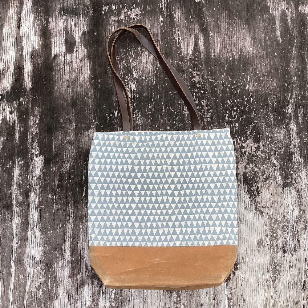 NEW bookhou tote BAG canvas + linen LEATHER strap - Picture 2 of 5